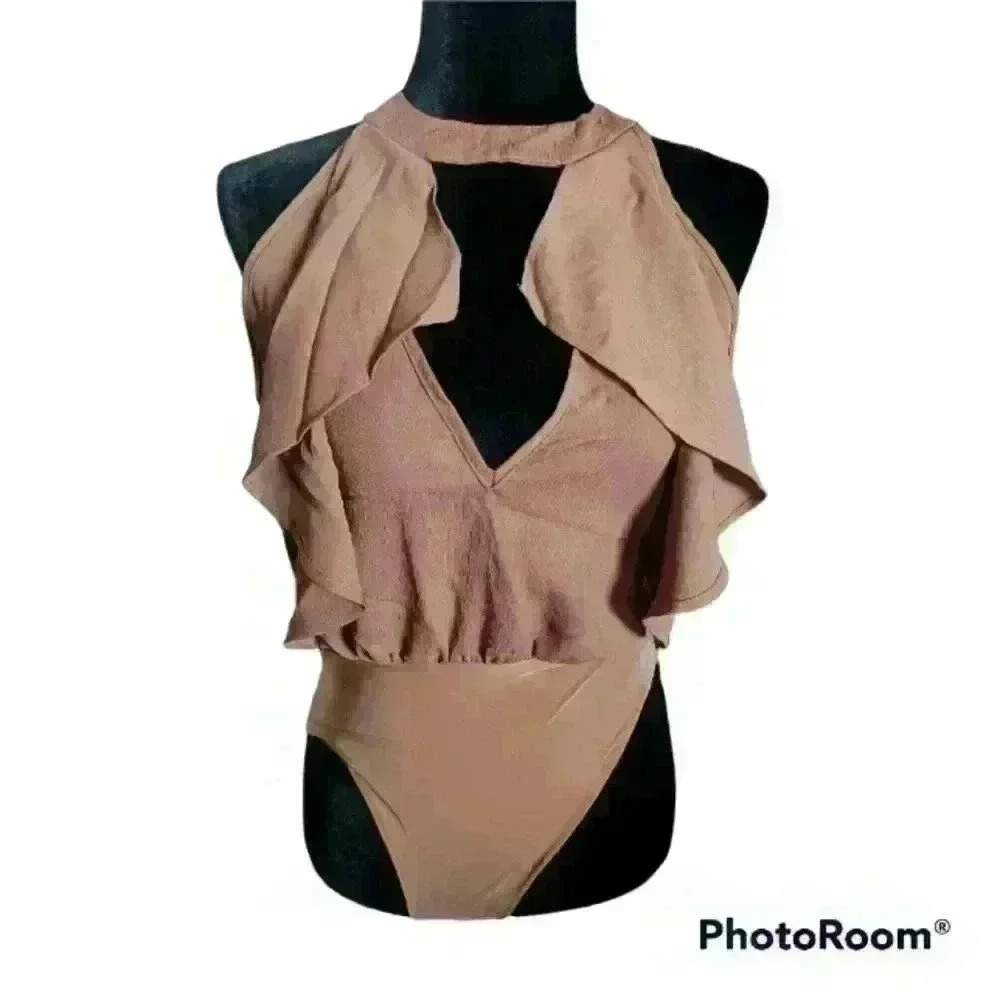 Fashion Nova Womens Tan Bodysuit M